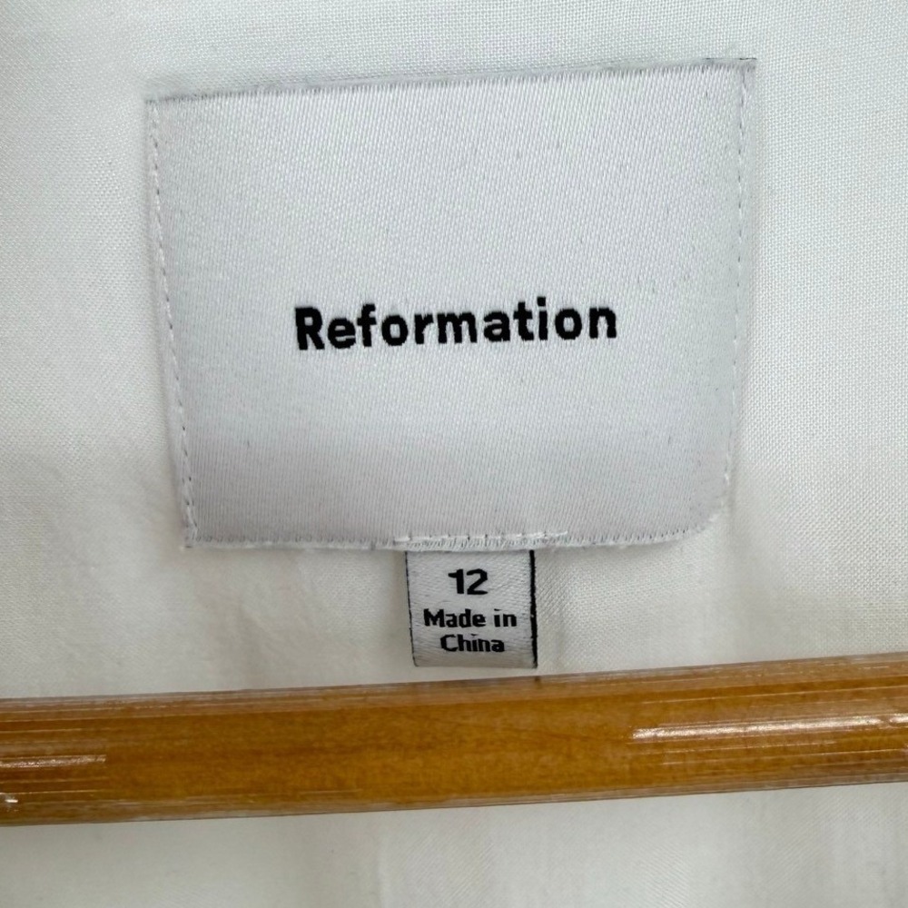 Reformation Kairos Lace Trim Dress Size 12 Collar Pintuck Cottagecore Coquette - Picture 11 of 14